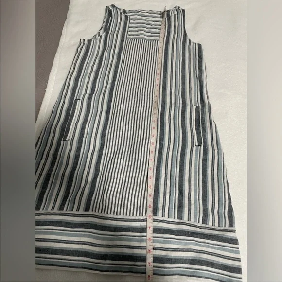 J.Jill Stripe White Grey Sleeveless Dress - Picture 6 of 8